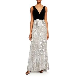 Monique Lhullier Black and Silver Gown